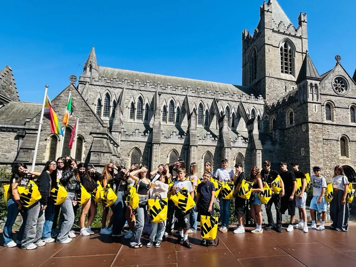 A group of students on an excursion at Christ Church Cathedral, Dublin