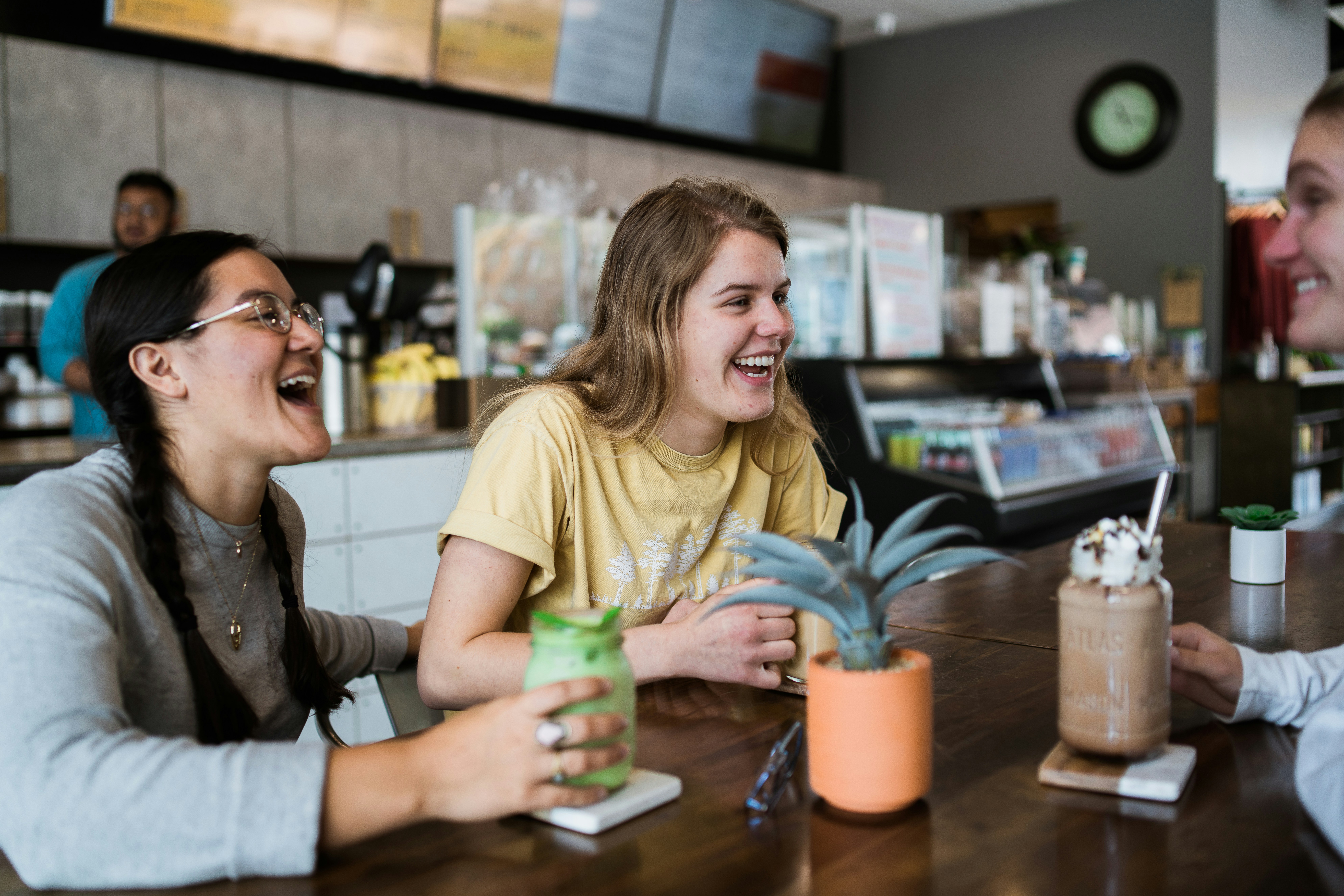 Teenagers laughing together